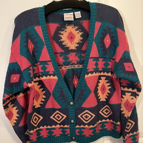 Nuovo Multi-Color Large Size V-Neck Cardigan - Picture 1 of 4